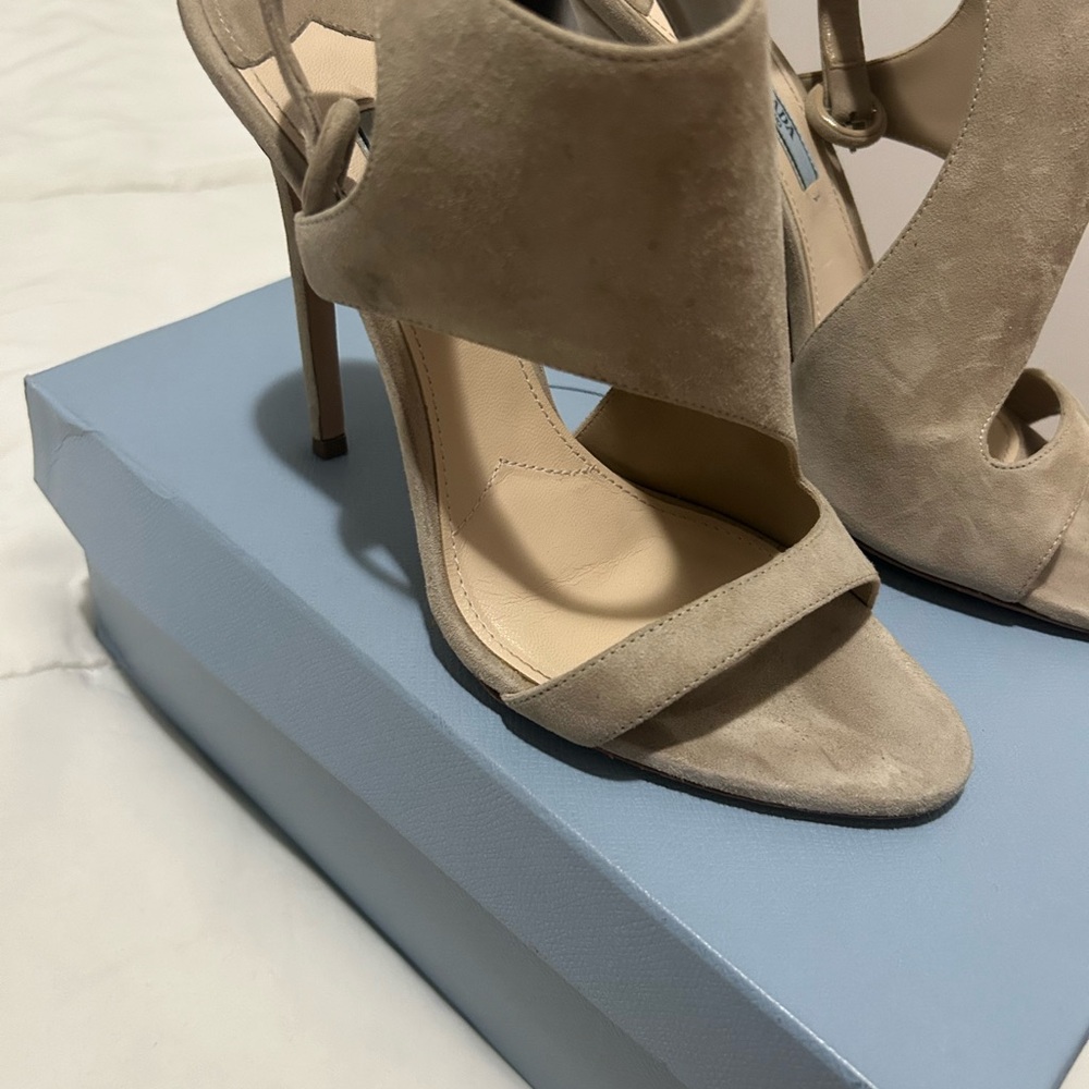 Prada Women's Beige Suede Heels - Picture 3 of 3